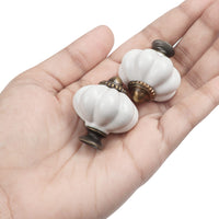 1 x RAW Customer Returns Kurtzy Ceramic Handles Furniture White and Bronze Furniture Knobs Vintage with Screws Pack of 8 - 3.4 x 3.8cm - Round Dresser Knobs Vintage for Furniture - Handles for Kitchen Cabinets, Drawers Cupboard Doors - RRP €19.99