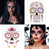 1 x RAW Customer Returns Dream Loom Halloween Face Tattoos, 8 Kits Day of the Dead Sugar Skull Temporary Tattoos, Scary Face Makeup for Masquerade and Parties Multi-Colour  - RRP €9.49