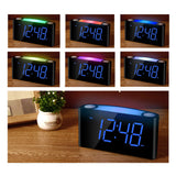 1 x RAW Customer Returns Vibration Alarm Clock, Digital Deaf Alarm Clock with 7-Color Night Light, Large LED Display, 0-100 Brightness Control, 2 USB Charging Ports, 12 24 H, Loudest Alarm Clock for Heavy Sleepers, Bedroom - RRP €29.99