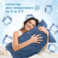 1 x RAW Customer Returns MIULEE Set of 2 Cooling Pillowcases Breathable Cooling Pillowcase for Hot Summer Nights Arc-Chill Bamboo Fiber Double Design Cooling Pillow Case Skin-Friendly Pillowcases 40x60 cm Blue - RRP €18.99