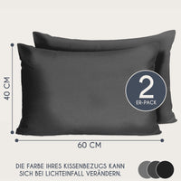 1 x RAW Customer Returns Pillowcase 60x40 Reinforced Cotton Pack of 2 - Anthracite - Tight Fabric 57 Threads cm - Pillowcase 40 x 60 - Oeko Tex Certification - Dreamzie - RRP €12.99