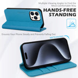 1 x RAW Customer Returns SHIELDON Case for iPhone 15 Pro Max 5G, Protective Case Cowhide Leather Card Slot Magnetic Closure Stand Function TPU Foldable Leather Case Compatible with iPhone 15 Pro Max 6.7 - Litchi Light Blue - RRP €30.99