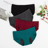 1 x RAW Customer Returns Momoshe Underpants Women Period Underwear 4 Pack Cotton Menstruation Panty Women Leak-proof Black Dark Grey Wine Red Green XS - RRP €20.16