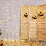 1 x RAW Customer Returns SALCAR LED String Light Curtain, 3 x 3 m, IP44 Waterproof, LED Star String Lights, Christmas Light Curtain, Party Decoration, Indoor, 8 Light Programs Warm White  - RRP €24.58