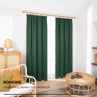 1 x RAW Customer Returns Deconovo Curtains Opaque Curtains Blackout Curtains Thermal Curtains with Gathering Tape Thick Thermal Curtain Cold Protection Heat Protection, 180 x 140 cm Height x Width , Forest Green, Set of 2 - RRP €42.49