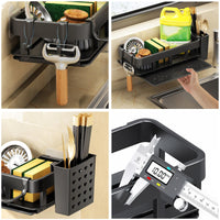 2 x RAW Customer Returns Encuryna Sink Organizer Hanging Sponge Holder Sink No Drilling Kitchen Caddy Holder Shelf with 2 Adhesives Kitchen Sink Organizer with Chopstick Holder, Towel Holder and Drain Pan Swiss  - RRP €40.8