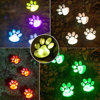 1 x RAW Customer Returns LEEMASING 4pcs Solar Paw Print Lights Garden Statue Lantern LED Pathway Lights 3 for Outdoor Garden Pathway Landscape Walkway Yard Colorful  - RRP €20.16