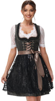 1 x RAW Customer Returns ELFIN Women s Midi Dirndl Elegant Traditional Dress Dirndl Dress Traditional Dress for Oktoberfest including Lace Dirndl Apron, Black, 42 - RRP €120.89