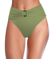 1 x RAW Customer Returns SHEKINI Women s Bikini Bottoms High Waist Stylish Design Tummy Control Swimming Shorts Abdominal Control Retro Swimming Trunks M, Green  - RRP €19.26