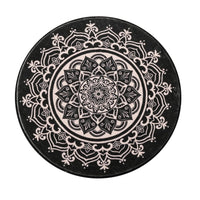 1 x RAW Customer Returns Carvapet Round Rug 120cm Soft and Fluffy Rug Area Circle Non-Slip Washable Bohemian Mandala Floor Rug Living Room Bedroom Black  - RRP €40.64