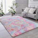 1 x RAW Customer Returns Carpet Living Room, Modern Deep Pile Fluffy Super Soft Area Rug, Anti-Slip Bottom Shaggy Area Rug Bed Rug, Living Room Kitchen Bedroom Carpet Rainbow, 100 160CM  - RRP €31.79