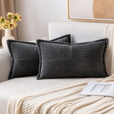 1 x RAW Customer Returns MIULEE Set of 2 Corduroy Cushion Covers Velvet Cushion Soft Throw Pillow Decorative Pillowcase Modern Cushion Cover Sofa Cushion Decorative Pillow Couch Cushion for Living Room Bedroom Dark Grey 40 x 60 cm - RRP €25.97