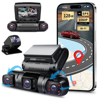 1 x RAW Customer Returns Yabdbg 4 Lens Dashcam Quad 4x1080P Front, Left, Right and Rear Car Camera with GPS WiFi 24 7 Parking Mode, FHD Infrared Night Vision Dash Cam Car, 150 Wide Angle WDR 3 Inch TFT G Sensor Free 128GB D70 - RRP €149.99