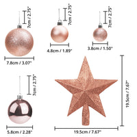 1 x RAW Customer Returns Belle Vous Rose Gold Christmas Tree Baubles 50pcs - Shiny Baubles Various Sizes with Star Tip - Christmas Decorations for Hanging Indoor Outdoor - RRP €26.9