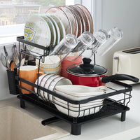 1 x RAW Customer Returns Lifewit Kitchen Counter Dish Drainer, 2 Tier Stainless Steel Drip Tray with Drain, Removable Dish Rack and Draining Board with Utensil Holder and Cup Holder - RRP €39.99