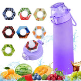 1 x Brand New Halcyerdu Water Bottle with 7 Flavor Capsules, 700 ml Sports Water Cup, Bottle Starter Set Purple Bottle, Fruit Scented Sports Drinking Bottle Suitable for Outdoor Sports Purple  - RRP €20.4