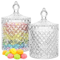 1 x RAW Customer Returns YHSKJCD 2 Pack Crystal Candy Jar with Lid, Decorative Dome Shaped Storage Jars with Lid, Food Safe Airtight Glass Container for Sweets, Cookies, Herbs Spices - RRP €17.99