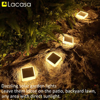 1 x RAW Customer Returns Lacasa Solar Floor Lights Outdoor, 30LM 4 Pack Solar Lights for Outdoor, Warm White 2700K IP68 Waterproof Auto ON OFF Solar Lamps LED Path Lights for Garden Lawn Patio Driveway, Square - RRP €38.99