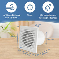 1 x RAW Customer Returns Albatros bathroom fan 100mm with humidity sensor and timer - Extra quiet and powerful - Innovative bathroom fan - Creates a pleasant feel-good climate - 100 Silencio - RRP €64.95