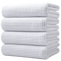 1 x RAW Customer Returns Polyte - Microfiber bath towel - lint-free quick-drying - waffle structure - extra large - white - 152 x 76 cm - 4 pieces - RRP €43.19