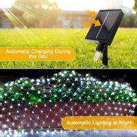 1 x RAW Customer Returns Acxilexy Outdoor Solar Net Lights, 1.5M x 1.5M 96 LEDs Net Lights with 8 Modes, Remote Control, Waterproof LED Net Lights, Curtain Fairy Lights for Christmas Garden Tree Fence - RRP €17.99