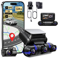 1 x RAW Customer Returns Rhorawill 4 Channel Dashcam Car 5G WiFi, 360 Rotatable Front Rear Inside Left Right Dash Cam, Microwave Radar Motion Detection Dashcams, GPS, Night Vision, Parking Monitoring, 3.0 Free 128GB, R6-RGW - RRP €199.99