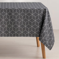 1 x RAW Customer Returns GAMUSI Geometric Line Anthracite Stain-Resistant Tablecloth 140x100 cm - RRP €15.99