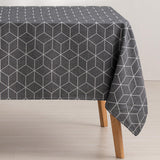 1 x RAW Customer Returns GAMUSI Geometric Line Anthracite Stain-Resistant Tablecloth 140x100 cm - RRP €15.99