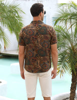 1 x RAW Customer Returns Yuson Girl Hawaiian Shirt Men Funky Hawaiian Shirt Men s Short Sleeve Leisure Shirt Button Down Cotton Summer Shirt Hawaiian Print Beach Shirt Holiday Shirt Beach Travel Shirt Brown, M  - RRP €28.8