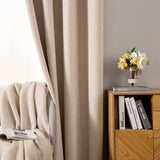 1 x RAW Customer Returns MIULEE blackout curtains with eyelets, linen look, set of 2, 145 x 140 cm, beige curtain, opaque with eyelets, thermal curtain, cold protection, curtains, living room, bedroom, heat-insulating - RRP €37.99