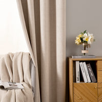 1 x RAW Customer Returns MIULEE blackout curtains with eyelets, linen look, set of 2, 225 x 140 cm, beige curtain, opaque with eyelets, thermal curtain, cold protection, curtains, living room, bedroom, heat-insulating - RRP €45.37