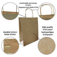 1 x RAW Customer Returns Netuno 20 pieces brown paper carrier bags with handle 32x12x40cm paper bags brown bottom bags made of kraft paper shopping bags with bottom fold gift bags gift bags party paper bags to take away - RRP €22.79