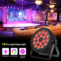 1 x RAW Customer Returns 4pc UV LED Par Light Spotlights 200W 18 LEDs 4 in 1 LED Stage Light Spotlight DMX512 RGB 8 Channels with Par Light Mixing Infinite Rainbow Effect for Stage DJ Party Show Bar Halloween Christmas - RRP €248.99