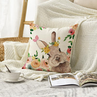 1 x Brand New Artoid Mode Easter Bunny Cushion Cover Floral Pattern 45x45cm Spring Seasonal Sofa Living Room Decoration - RRP €22.8