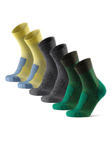 1 x RAW Customer Returns DANISH ENDURANCE Lightweight Merino Hiking Socks 3 Pairs Multi-Colour 1 x Grey, 1 x Green, 1 x Yellow , EU 35-38  - RRP €33.4