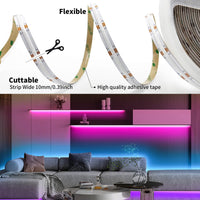 2 x RAW Customer Returns GIDEALED DC24V RGB COB LED Strip 10m Kit, Dimmable COB LED Strips Light with IR Remote Control Bluetooth APP Control, 6700 LEDs, CRI90 Super Bright Flexible LED RGB Tape for DIY Ambient Lighting - RRP €131.98