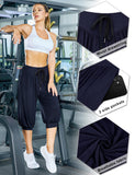 1 x RAW Customer Returns Terecey jogging pants women 3 4 modal sports pants short capri pants women summer high waist comfortable yoga pants training pants knee length for yoga pilates jogging sport fitness blue L - RRP €23.99