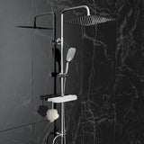 1 x RAW Customer Returns G rbach Hydromassage Shower Column Stainless Steel Without Mixer Adjustable Wall Holes Chrome Shower Rod Rain Shower Set With Hand Shower, Object Holder, Shelf and Shower Head 30 30 cm - RRP €96.89