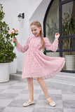 1 x RAW Customer Returns Arshiner Dresses Girls Elegant Ruffle Collar Casual Dress Long Sleeve Dress Party Dress Festive Wedding A-line Casual Dress for Girls Pink 160 - RRP €28.09