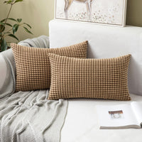 1 x RAW Customer Returns MIULEE Set of 2 Cushion Covers Corduroy Throw Pillow Cover Sofa Cushion Decorative Couch Cushion Pillow Case Cover Soft for Living Room Bedroom 16x24 inch 40x60 cm Brown - RRP €21.99