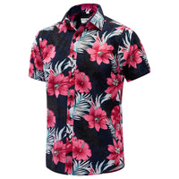 1 x RAW Customer Returns JKLPOLQ Men s Hawaiian Shirt Floral Casual Short Sleeve Summer Shirts Hawaii Beach Print Shirt for Vacation Red, XXL  - RRP €23.8