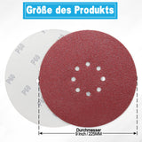 1 x RAW Customer Returns ALPXUXP Sanding Discs 225 mm P240 Grit Round Sandpaper 8 Holes, for Wall Sander and Long Neck Sanders 15 Pieces  - RRP €25.2