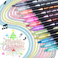 1 x RAW Customer Returns AKARUED Glitter Pen, 12 Colors Magic Pen, Double Line Magic Felt Pen, Glitter Pens for Creative Drawing, Gift Idea, Christmas Card, Christmas Decoration, Glitter Crafts - RRP €11.02