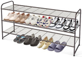 1 x RAW Customer Returns MISSLO Long Metal Shoe Rack 3 Tier Shoe Stand Holds 24 Pairs Heavy Duty 109cm Wide Shoe Storage with Wire Grid for Hallway, Living Room, Bedroom, Bronze - RRP €36.49