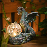 1 x RAW Customer Returns TERESA S COLLECTIONS Garden decoration for outdoors, garden figures for outdoors, 22.5 cm garden dragon figure with solar light, waterproof synthetic resin decoration figure for lawn terrace gifts for women - RRP €33.58