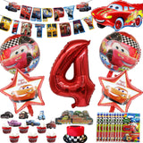 28 x Brand New Naotona Cars birthday decoration 4 years, 43 pieces car birthday decoration boy racing car children s birthday decoration cake decorations banner racing car balloons paper bags for theme party children - RRP €223.72