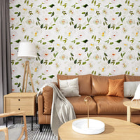 1 x Brand New VEELIKE Wallpaper White Flowers 45cm 900cm Watercolor Jasmine Photo Wallpaper Bedroom Romance Floral Wallpaper Vintage Pattern Wallpaper Botanica Wall Decoration Washable Wallpaper Living Room Wardrobe Closet - RRP €36.7