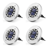 1 x RAW Customer Returns Solpex solar floor lights outside, 12 LEDs solar lamps for outdoors, 4 pieces white, solar garden lights stainless steel waterproof for outside, garden, terrace, lawn, yard, walkway - RRP €17.75