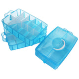 1 x RAW Customer Returns BELLE VOUS 3-tier storage box plastic stackable blue - sorting box up to 30 adjustable compartments for storing sewing accessories, iron-on beads, jewelry, small parts, craft box, toys - RRP €23.82