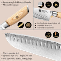 1 x RAW Customer Returns XINZUO stainless steel 18.2cm Santoku knife, 3 layers composite steel 10Cr15CoMoV chef s knife, professional chef s knife kitchen knife sharp blade -Japanese style Pakka wood handle - RRP €57.99